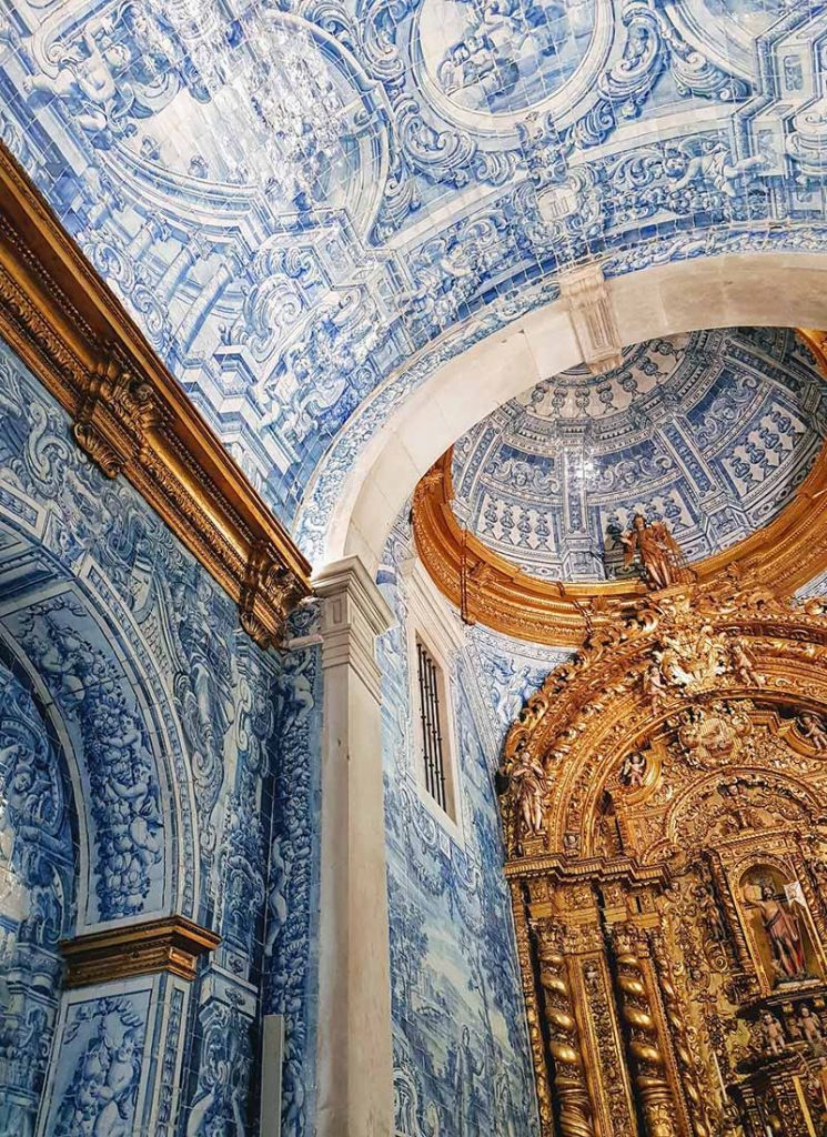 Blue tiles in Igreja de São Lourenço, Algarve, Portugal