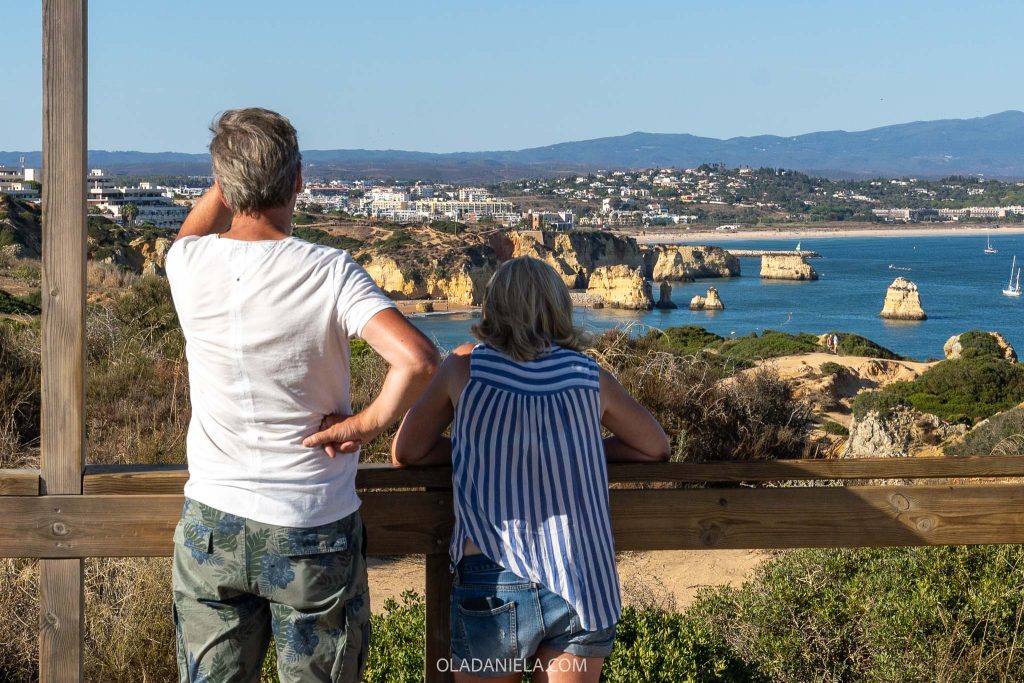 People at a lookout on Ponta da Piedade in Lagos, Algarve