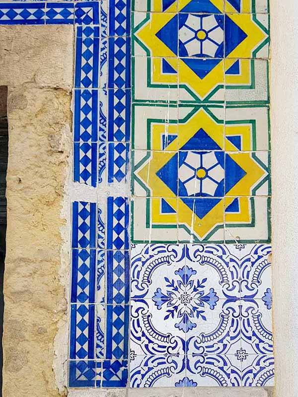 Lisbon tiles azulejos blue, yellow and green