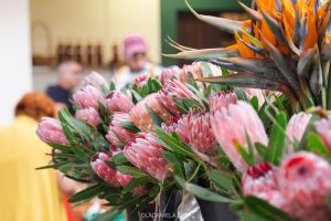Tropical flowers at the Sunday Mercado Santo da Serra in Madeira