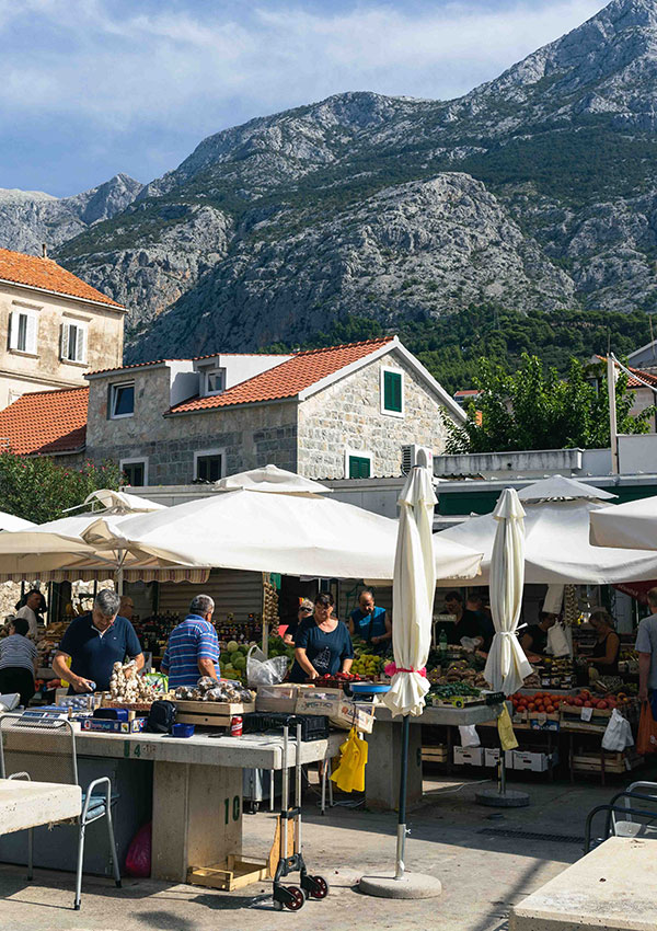 Makarska market on the Dalmatian Coast in Croatia