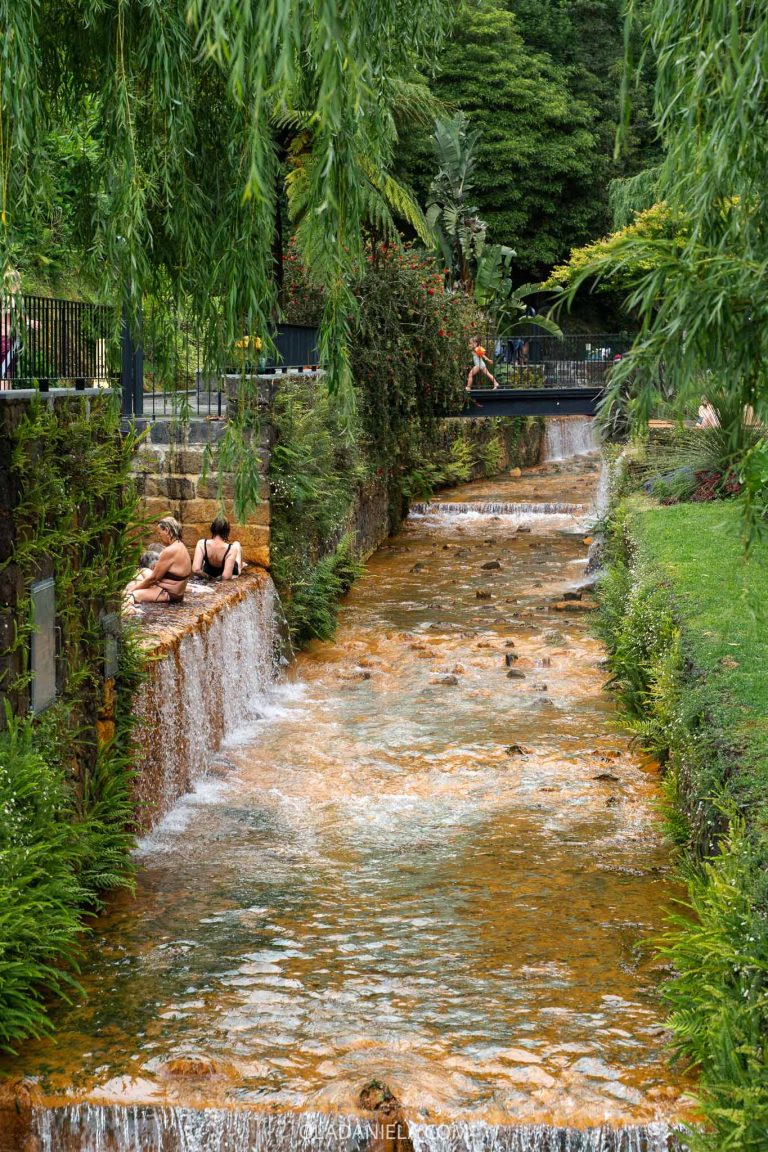 Soaking in the hot thermal springs of Poca Dona Beija in Furnas on São Miguel Island, Azores