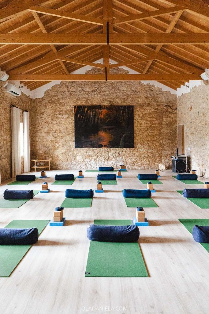 The Yoga shala at Just Flow, a Portuguese Wellness Retreat held at Quinta Carvalhas twice a year