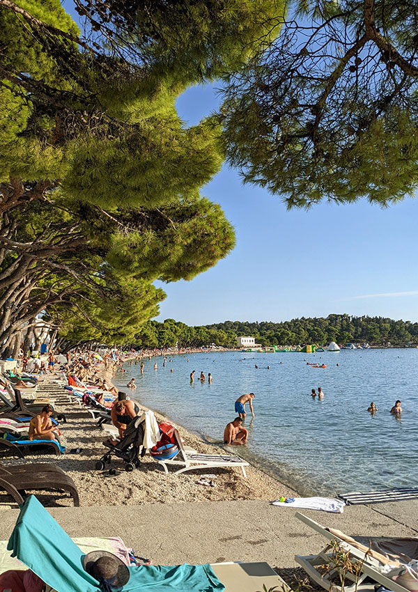 Makarska in Croatia with salty pines by the sea