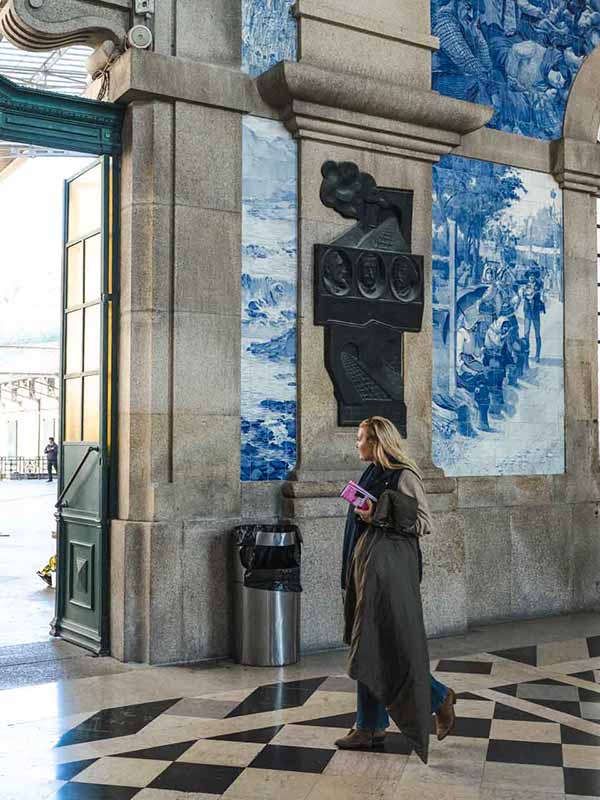 São Bento Railway Station in Porto is covered in beautiful antique azulejos and tiles